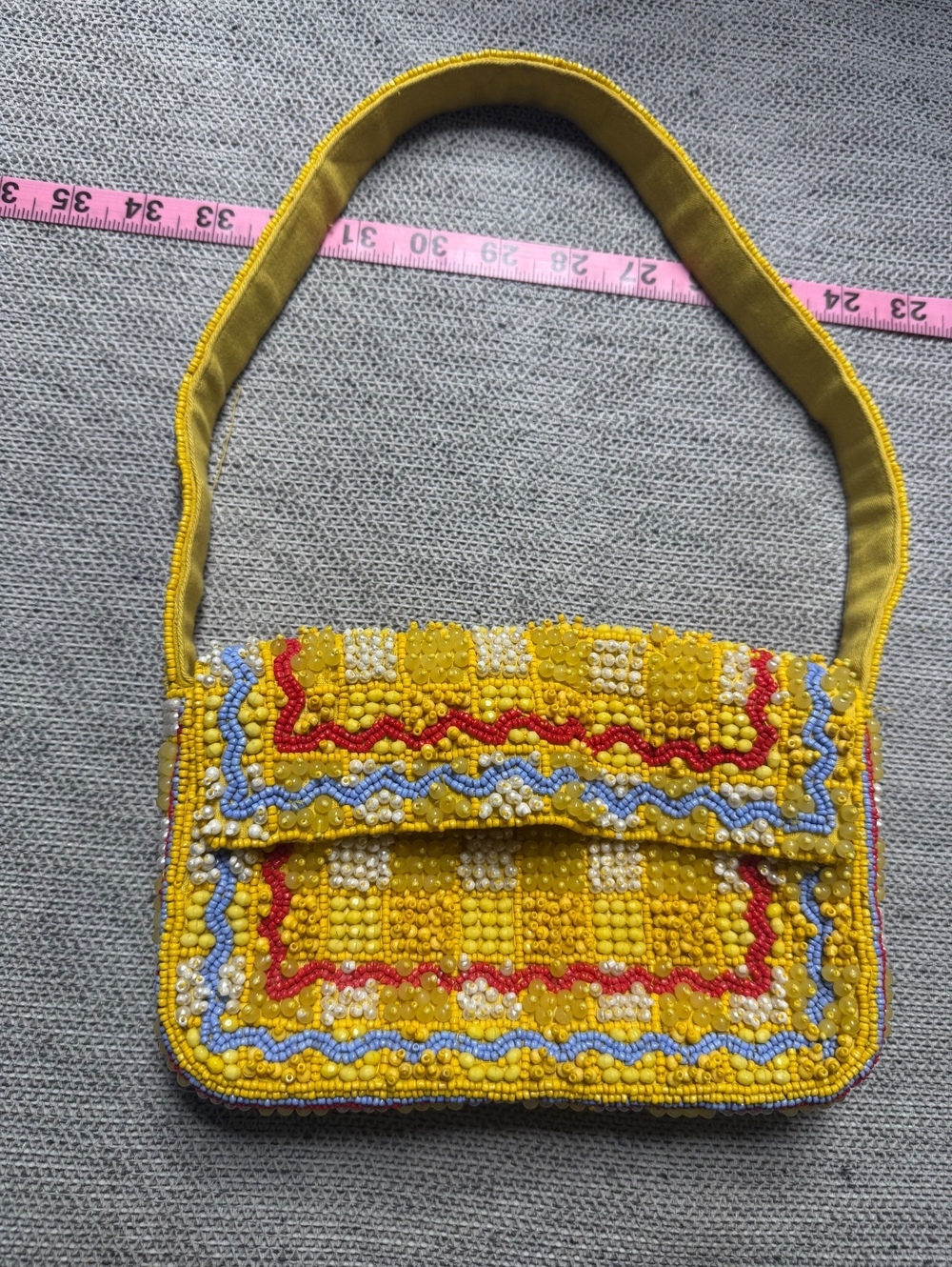 Maeve Anthropologie Yellow Beaded Foldover Shoulder Bag
